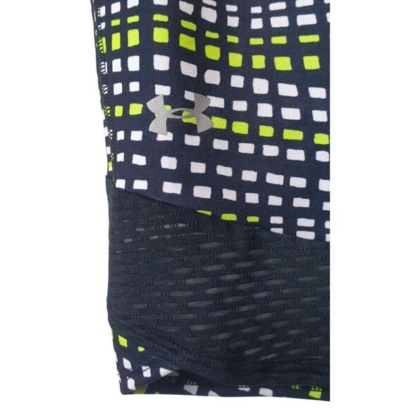 Under Armour Womens Capri Leggings M Blk/Wht/Y HeatGear Workout Athletic Runner - Picture 5 of 9